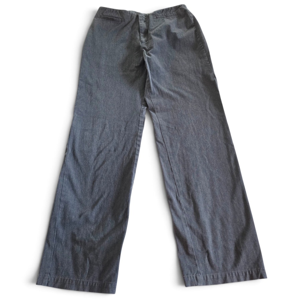 Dockers Stretch Wide Leg Trouser Women's 12 Long Cotton Denim Look Charcoal Gray